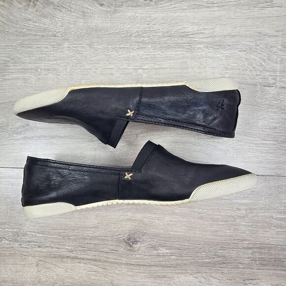 Frye Womens Black Leather Flats Loafers Shoes Sz 7M Slip On Casual Moccasin - Picture 6 of 11